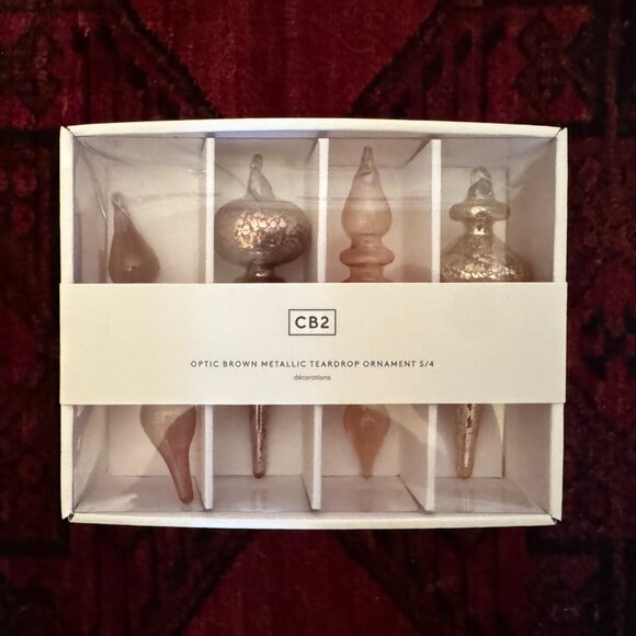 CB2 Teardrop Glass Christmas Ornaments: New, never used, in original box. - Picture 4 of 5